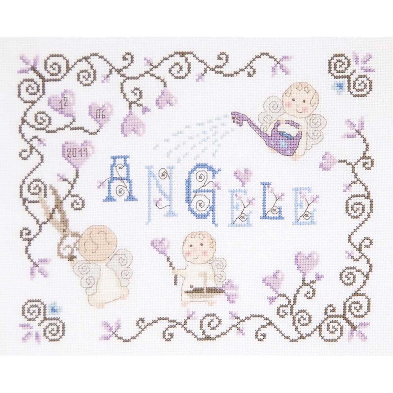 Broderie tableaux prénom DMC petit ange