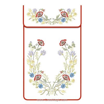 Cache torchon Fleurs des champs sur toile coton blanc à broder en broderie traditionnelle - Luc Création