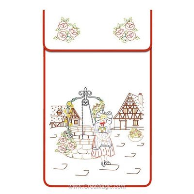 Cache torchon L'alsacienne sur toile coton ecru à broder en broderie traditionnelle - Luc Création