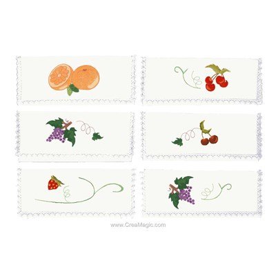 Assortiment de 6 pochettes serviette Les fruits à broder en broderie traditionnelle - Avila