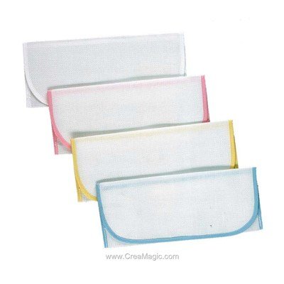 Lot de 12 pochettes serviettes Blanc à broder au point de croix - Luc Création