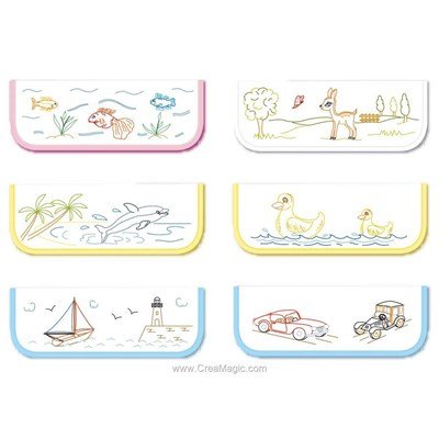 Lot de 6 Pochettes Serviettes Enfant A à broder en broderie traditionnelle - Luc Création