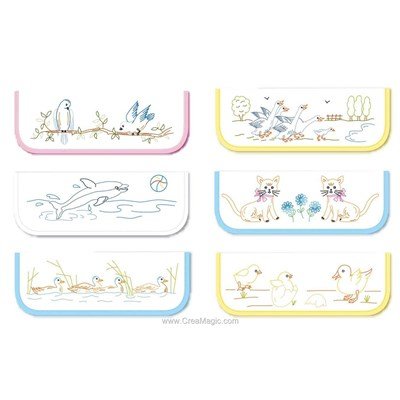 Lot de 6 Pochettes Serviettes Enfant B à broder en broderie traditionnelle - Luc Création