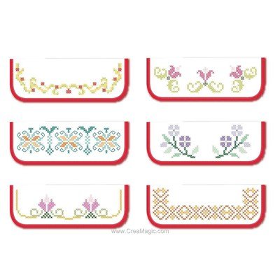 Lot de 6 Pochettes Serviettes Point De Croix B à broder en broderie traditionnelle - Luc Création